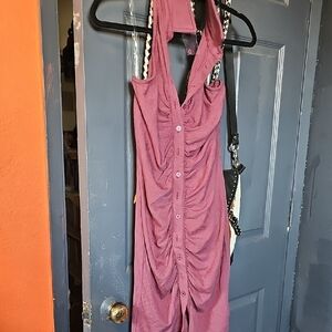 Better Be Elegant Drk. Mauve Button-Down Dress